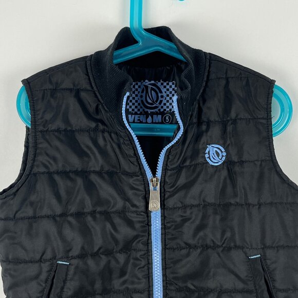 Venom Kids Windbreaker Vest Size 5 Black Full Zip Pockets Lined Insulated - Picture 2 of 7